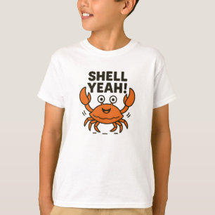 T-shirt Coquillage Crabe Graphique Orange Amusant Yeah
