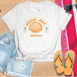 T-shirt Coquillage de fête des pères de plage papa
