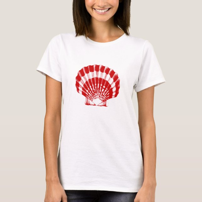T-shirt Coquillage - rouge profond et blanc (Devant)