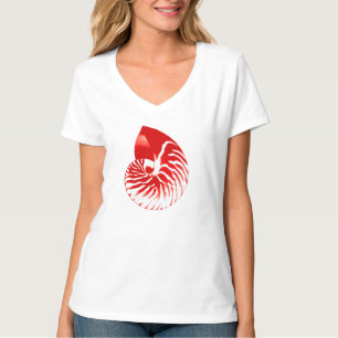 T-shirt Coquille de nautile - rouge foncé et blanc