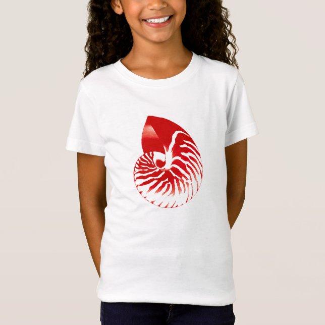 T-Shirt Coquille de Nautilus - rouge foncé et blanc (Devant)