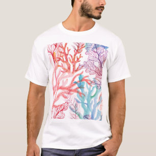 T-shirt Coraux aquarelles : motif du monde sous-marin.