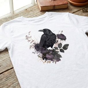 T-shirt Corbeau botanique sombre graphique académique Mood