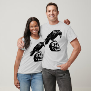 T-shirt Corbeau crânien, Corbeau noir gothique