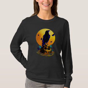 T-shirt Corbeau noir et blanc Crâne Emo Punk Gothique B