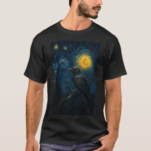T-shirt Corbeau sous Starry Night Art gothique