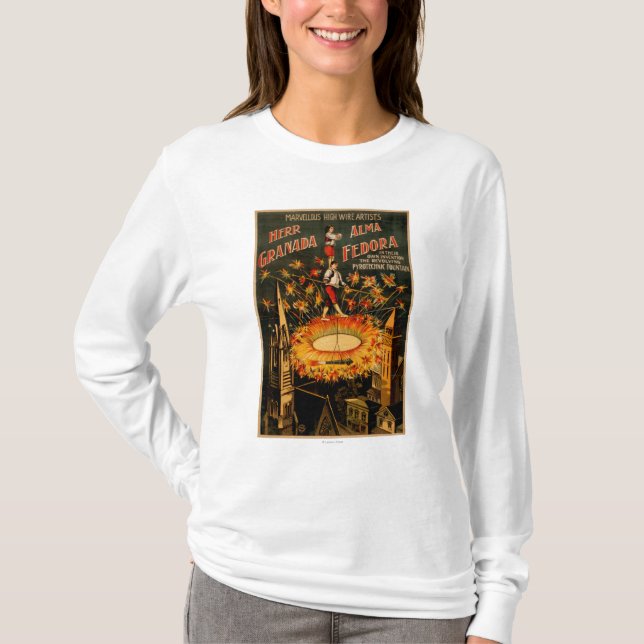 T-shirt Corde raide pyrotechnique de rotation de fontaine (Devant)