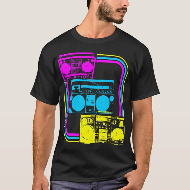 T-shirt Corey Tiger 80s Retro Boombox Radio (Devant)