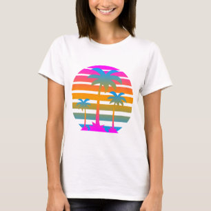T-SHIRT COREY TIGER RETRO SUNSET PALMIERS