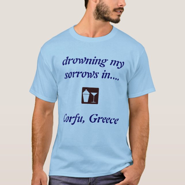 T-shirt Corfou, LA CHEMISE À BOIRE Grecque ! (Devant)