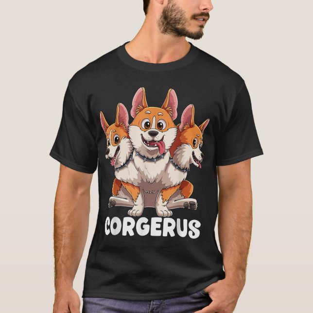 T-shirt Corgerus Trois Chien En Tête Corgi Funny Mythol Gr (Devant)
