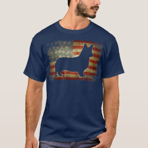 T-shirt Corgi 4th juillet American USA Drapeau Drapeau Don