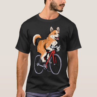 T-shirt Corgi à vélo Biker Cycliste mignon