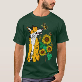 T-shirt Corgi Amoureux des chiens femmes tournesol mignon
