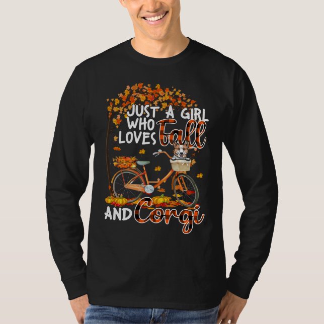 T-shirt Corgi And Fall  Dog Owner Bicycle Thanksgiving (Devant)