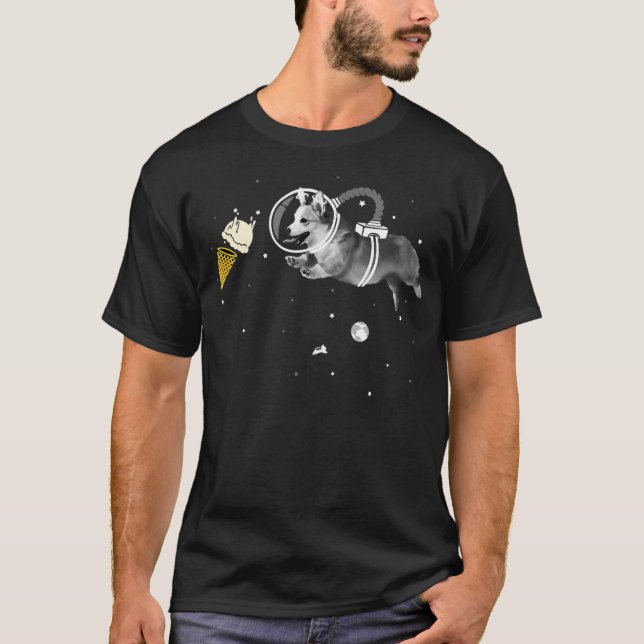 T-shirt Corgi Astronaut Dans L'Espace Icecream Corginaut (Devant)