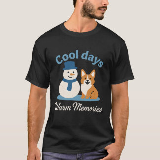 T-shirt Corgi Bonhomme de Neige Amis Café Chaud Mignon Hiv