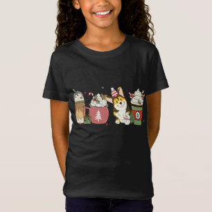 T-Shirt Corgi café Latte hiver Noël Chien Maman Vacances