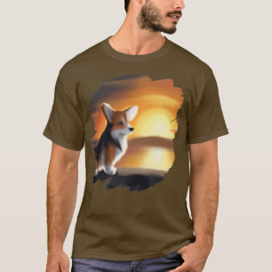 T-shirt Corgi Chien Art Sunset Vintage Retro Corgis Chiens