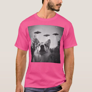 T-shirt Corgi Chien Ufo Alien Rencontre Funny Crazy