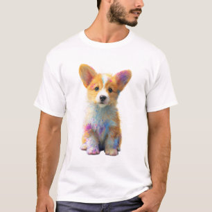 T-shirt Corgi chiot éclaboussé artistique pour hommes
