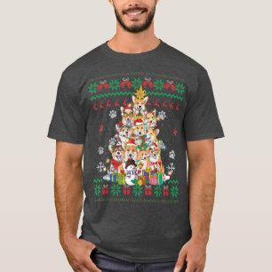T-shirt Corgi Christmas Tree Fairy Lights Père Noël Amoure