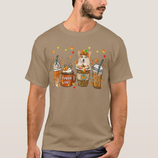 T-shirt Corgi Citrouille épice Latte glacé Automne Chien C