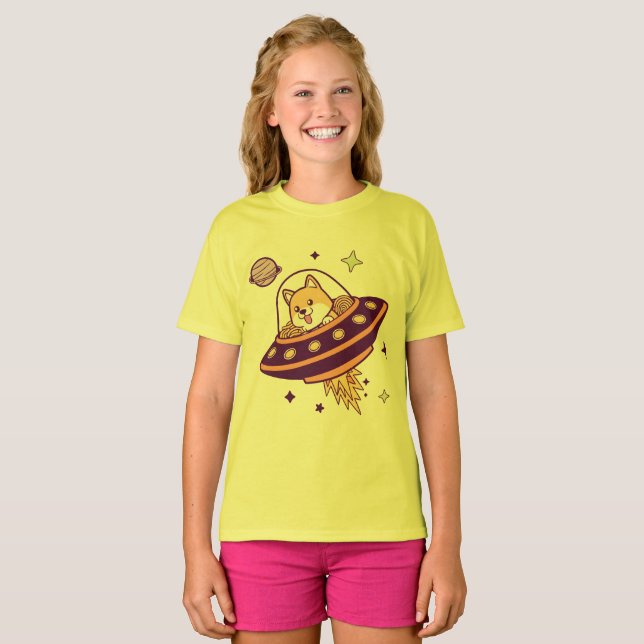 T-shirt Corgi Commander and the Ramen Rocket (Devant entier)