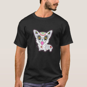 T-shirt Corgi Crâne de Sucre de Dia De Los Muertos