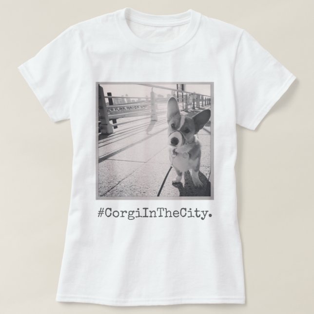 T-shirt Corgi dans la ville (Design devant)