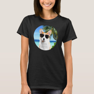T-shirt Corgi Dog Beach Palmiers Tropical Mignonne Animal