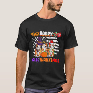 T-shirt Corgi Dog heureux Hallothanksmas Santa Pumpkin Tur