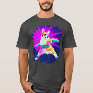 T-shirt Corgi Doing Karate Kick Black Belt Martial Arts Do