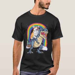 T-shirt Corgi équitation Dinosaur T rex