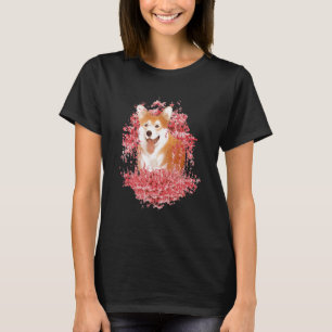 T-shirt Corgi et corgi avec sakura et cerisier en fleurs