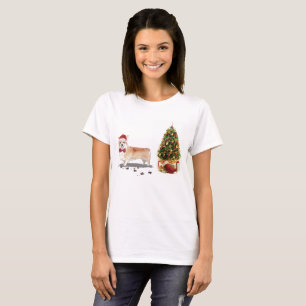 T-shirt Corgi Funny Chien de Noël avec arbre