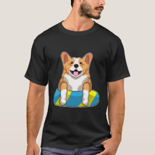 T-shirt Corgi gallois à la nage avec planche