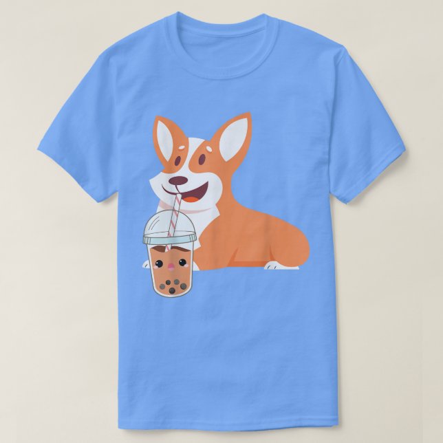 T-shirt Corgi gallois Adorable s Corgi Bubble Tea (Design devant)