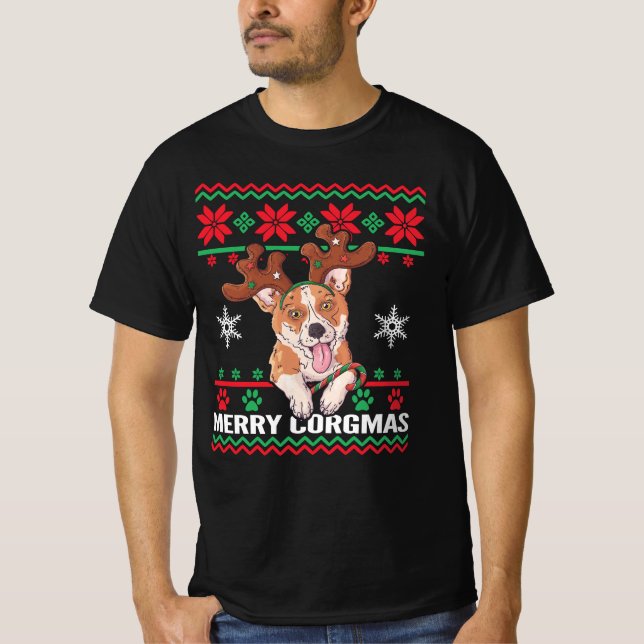 T-shirt Corgi Joyeux Corgmas (Devant)