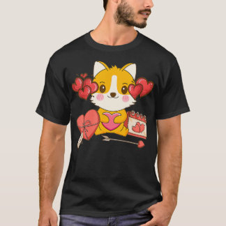T-shirt Corgi Kawaii Valentines Jour Cute Doggie Puppy VDa