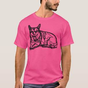 T-shirt Corgi Line Dessin Sortie Mardi Chien
