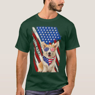 T-shirt Corgi Mama American USA Drapeau 4 juillet Corgi Lo