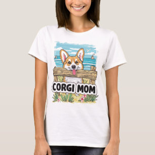 T-shirt Corgi Maman Peeking
