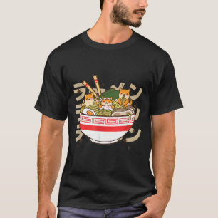 T-shirt Corgi Manger des nouilles japonaises Longues Manch