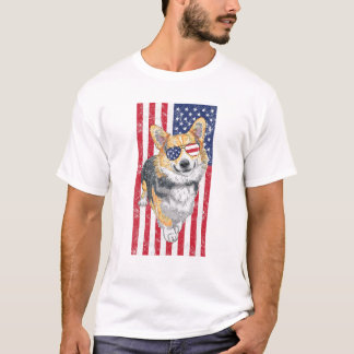 T-shirt Corgi Noir Vintage