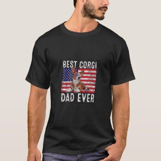 T-shirt Corgi Papa Américain Drapeau Corgi Chien Propriéta