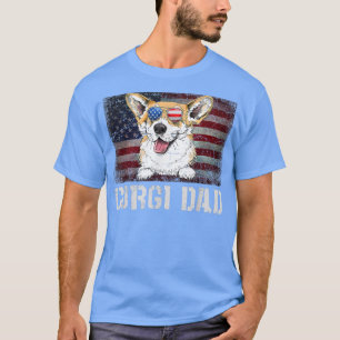 T-shirt Corgi Papa American Corgi Chien US Drapeau 4 juill