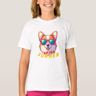 T-shirt Corgi porte des lunettes de soleil Profitez de l'é