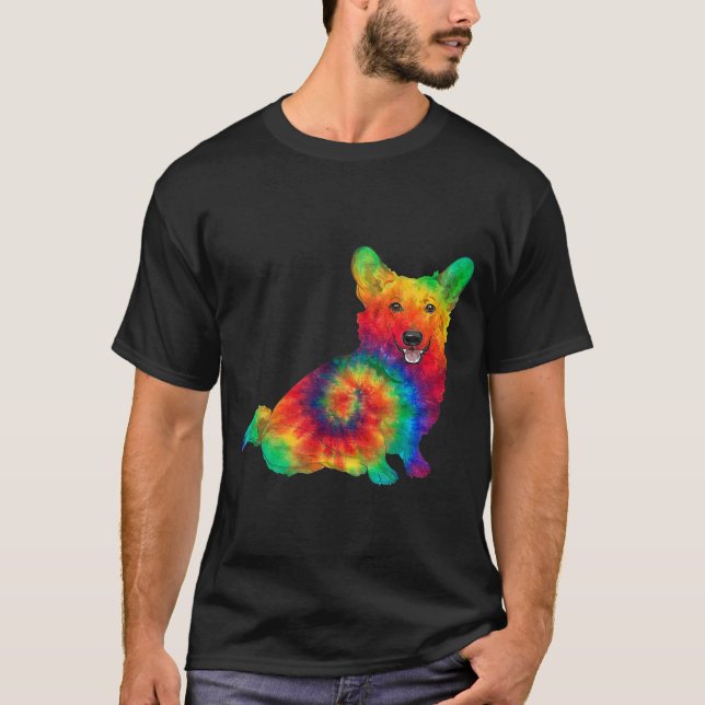 T-shirt Corgi Propriétaire Vêtements Psychédélique Art Hip (Devant)