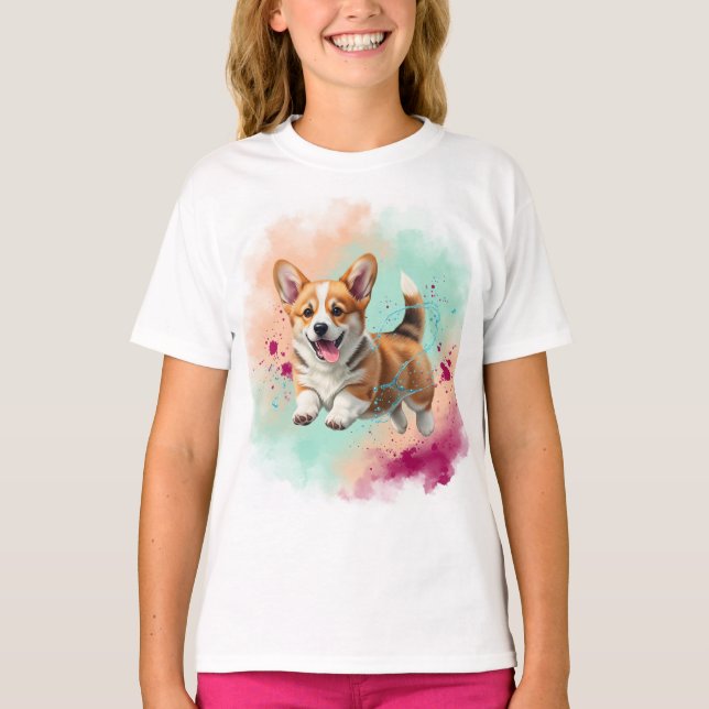 T-shirt Corgi Puppy par Natasha Us (Devant)